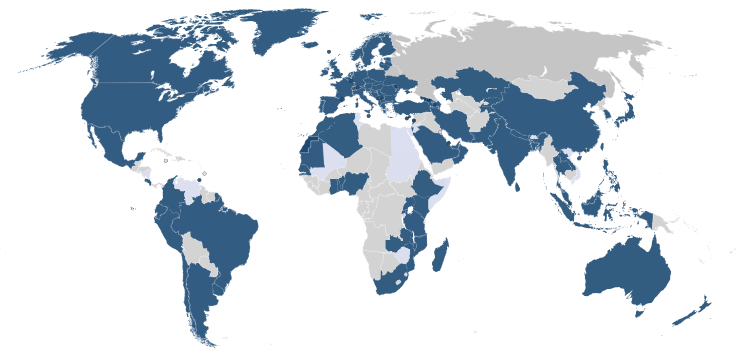 Map of countries that have Eduroam